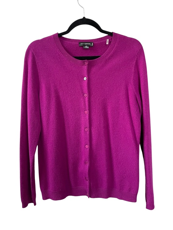 Holt Renfrew Sweaters - HOLT RENFREW Cashmere Crewneck Button Cardigan Sweater Magenta Purple L